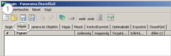 Panorámakép - Hugin Képek fül