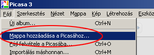 Picasa mappa hozzáadás