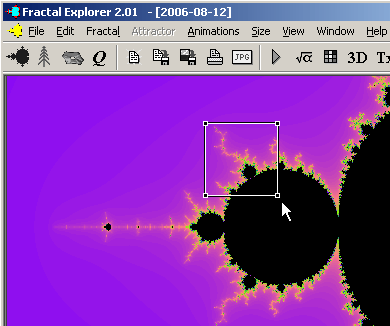 Nagyítás a Fractal Explorerben